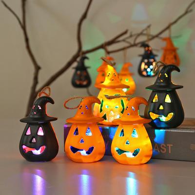 Halloween Pumpkin Lantern Electronic Candle Portable Night Light Ghost Party Scene Arrangement Gift Atmosphere Ornament