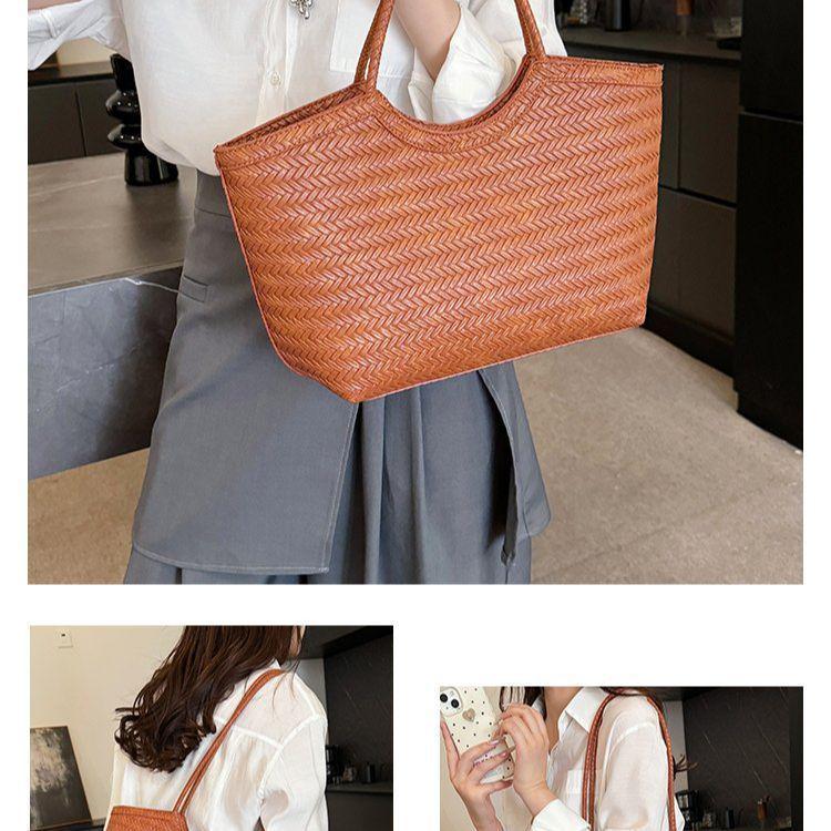 

French Retro Handmade Woven Underarm Tote - Large Capacity Market Basket 2025