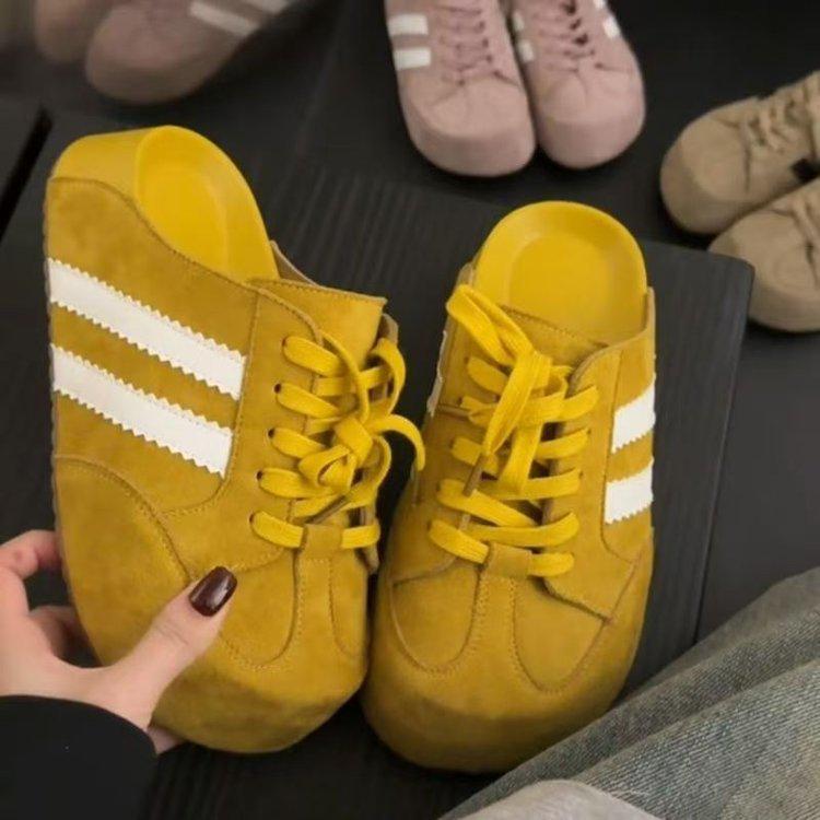 Baotou Women's Backless Loafers 2025 - Retro German-Inspired Thick Sole, Comfortable Spring Half-Slippers