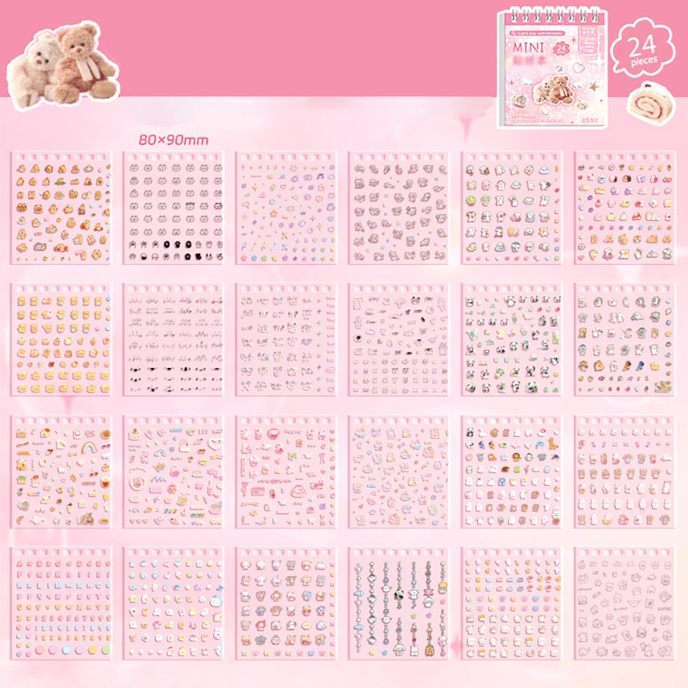 24 hand account stickers, mini nail stickers, cartoon stickers, decorative small patterns, high aesthetic value, cute