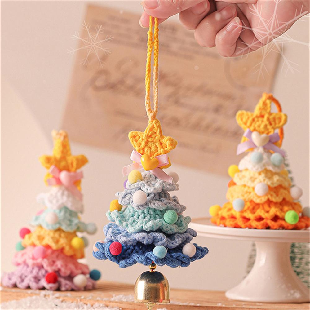 1PC Christmas Crochet Tree Pendants Car Mirror Pendant Christmas Decor Ornaments
