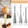 3Pcs Cream Icing Piping Nozzle Tips Set Stainless Steel Puff Mouth Puff Nozzle Tip Kit DIY Cupcake Puff Nozzle Tips Baking Tool