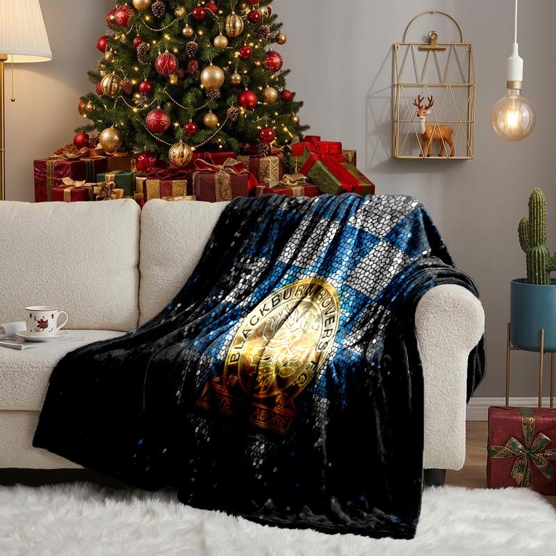 Blackburn-Rovers Crest Throws Blanket Flannel Blankets Plush for Couch Bed Gifts for Men Women Travel Picnic Blanket Christmas Fan Gifts