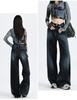 Deep Waist Denim Denim Vintage Beautiful Wide Straight Straight Pants [SpringSwalloow] Jeans, Denim, Tuck, High-Waisted Pants, Wide-Leg Pants, Jeans,