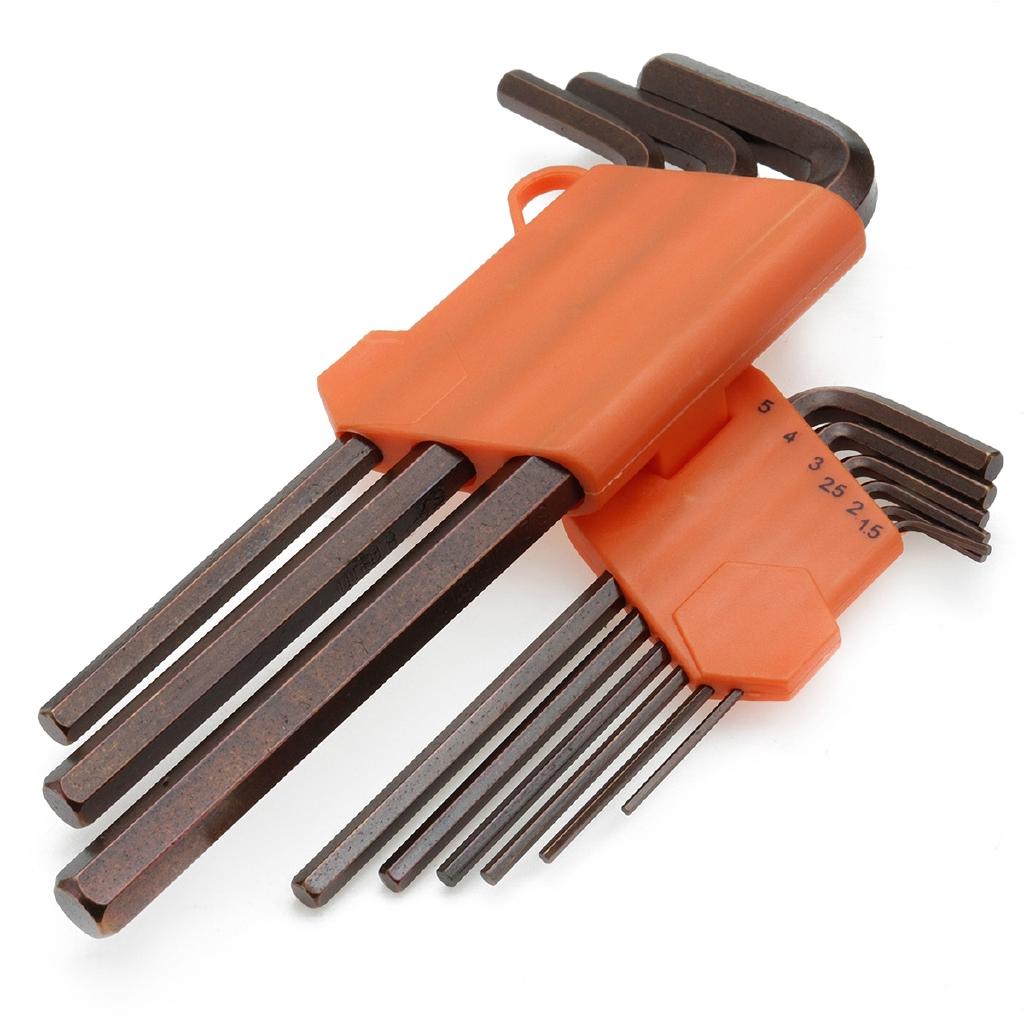 Use Hex Key Allen Tools Wrench Set Extra-long Arm AllenTorque Sae Memtric Torx Spanner Widely 9Pcs