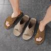 Men Slippers Handmade Simple Flats Brown Suede Sandals Summer Open Toe Beige Beach Shoes Plus Size
