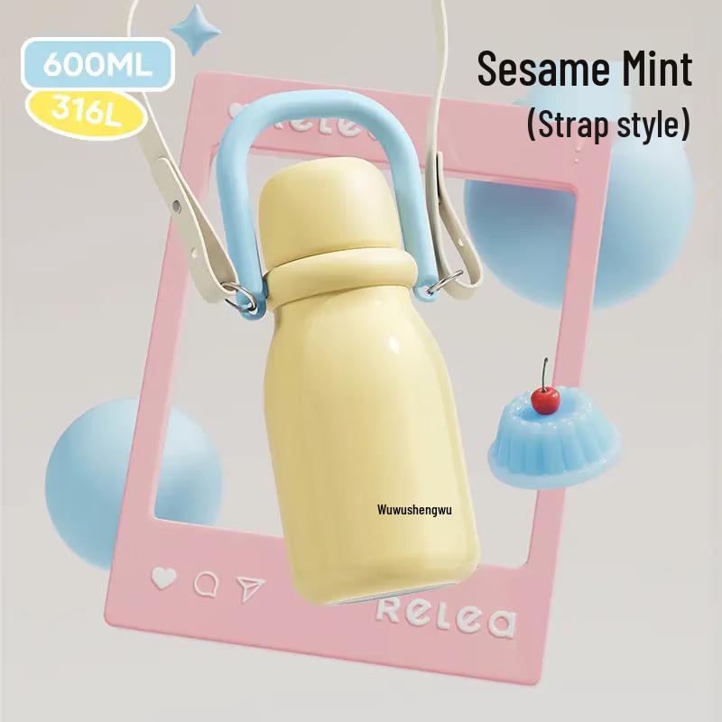 RELEA Small Milk Bottle Insulated Tumbler with Strap