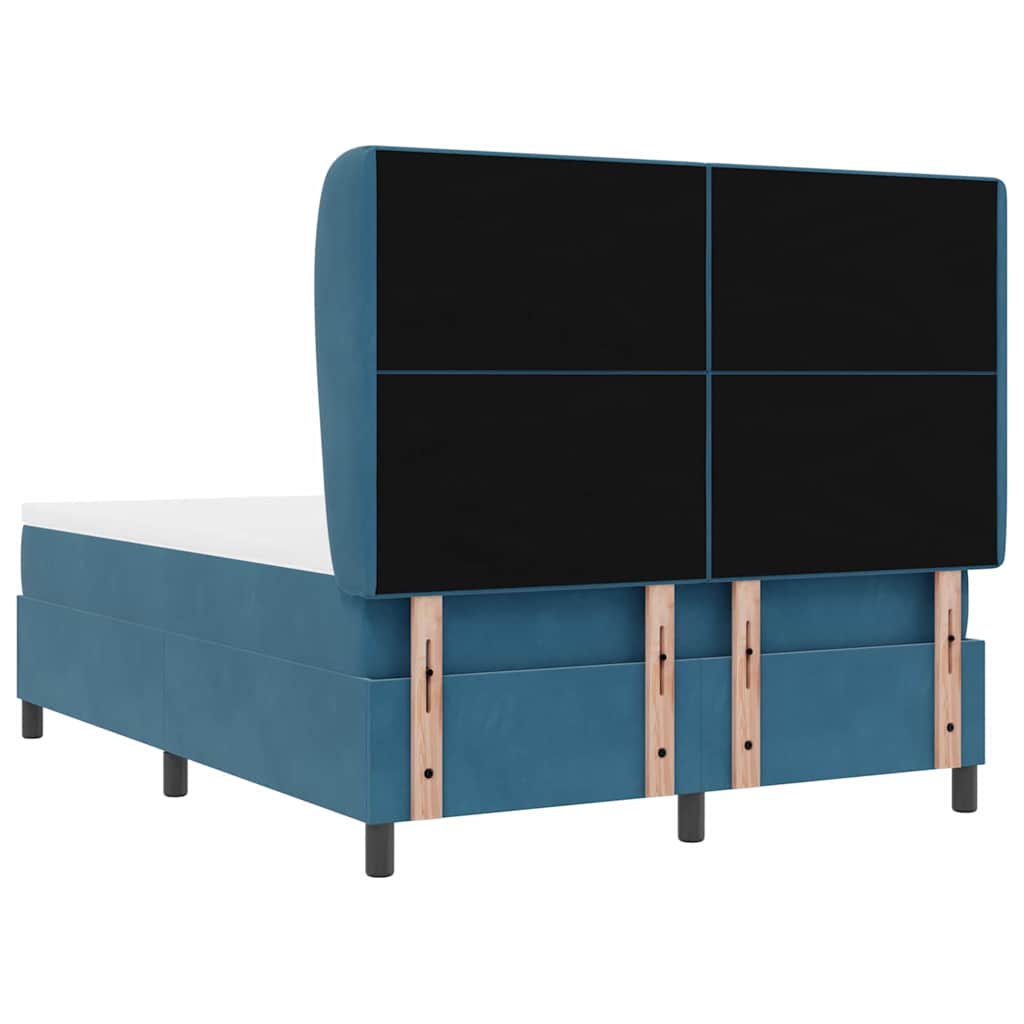 Box Spring Bed with Mattress Dark Blue 190 x 140 cm Velvet