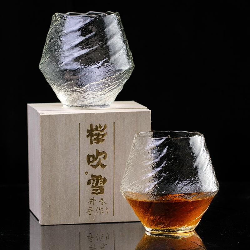 Japan Edo Blowing Glass Whisky Whisky Wooden Box Niche Liqueur XO Crystal Whisky Crystal Wine Glass Cognac Brandy Snifter | Wine Glasses