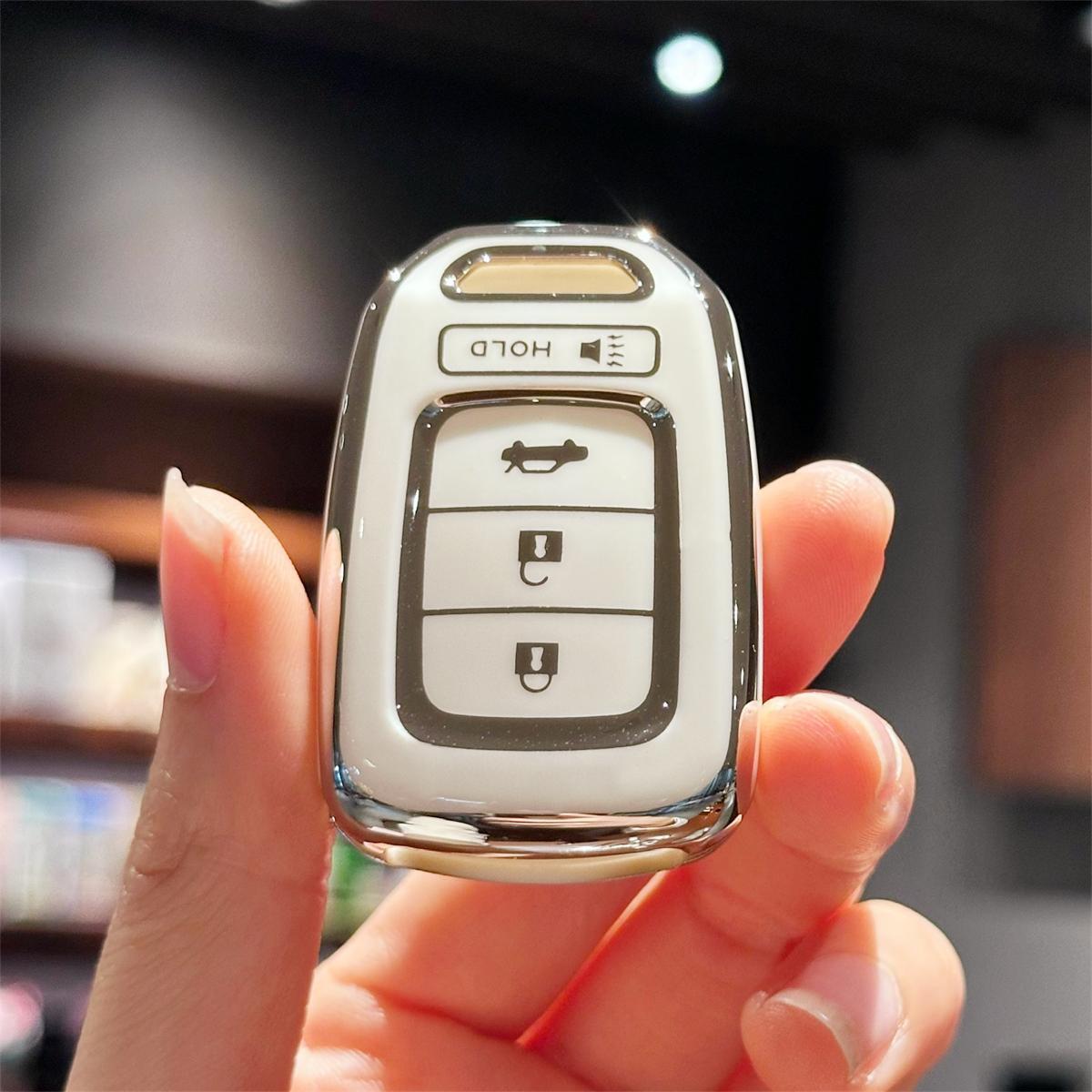 

для Honda Key Fob Cover, защитный чехол для автомобильного ключа для Honda Accord Civic CR-V Smart Key Holder белый
