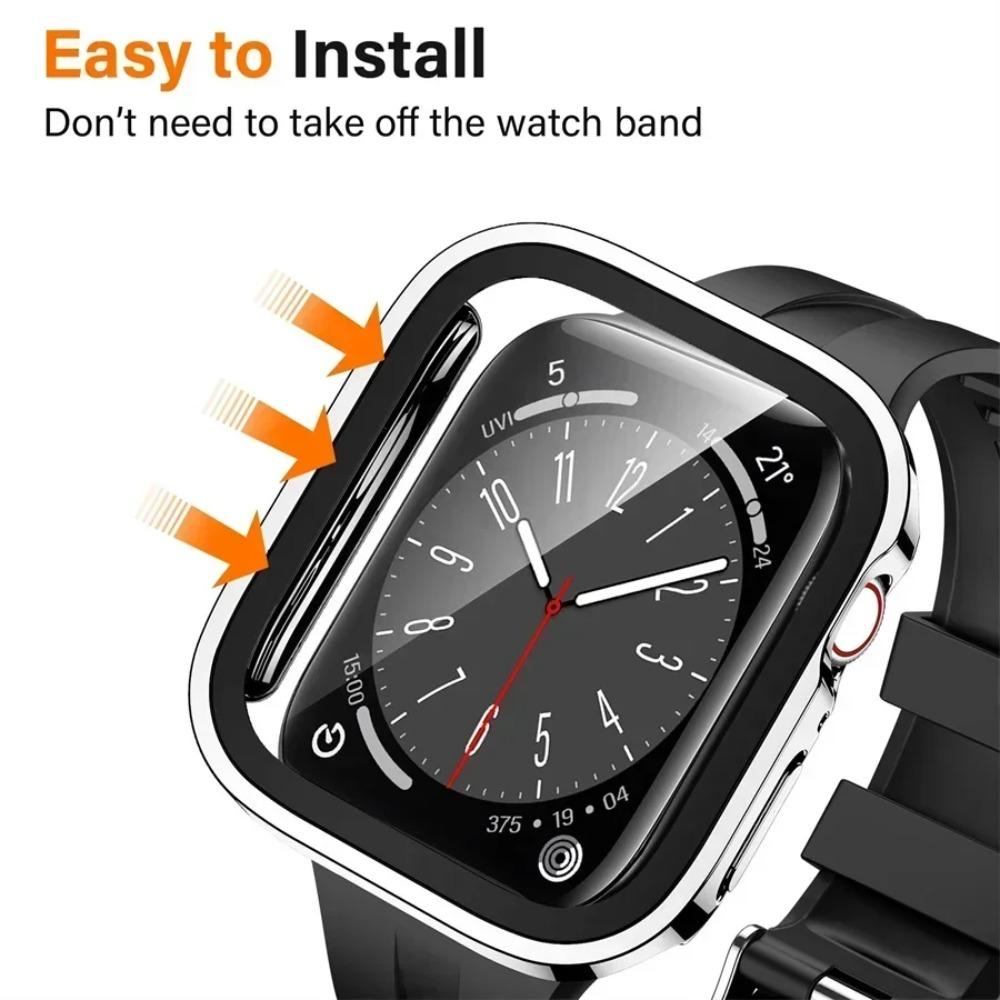 Waterproof Glass+cover For Apple Watch series11 10 9 8 7 6 se3 46mm 41mm 44mm 40m 41mm 45mm Ultra1/2/3 49mm Straight Edge Screen Protector accessories