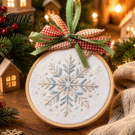 Handmade Craft Gift for Adults Christmas Embroidery Ornament DIY Kit, Beginner-Friendly Stitching Set with Healing Experience All Tools, Wall Hanging