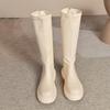 Long Boots Women's Boots High-top Knight Boots Autumn and Winter Round Head Rear Zipper Solid Color Boots