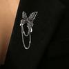 1Pair Wing Metal Butterfly Brooches Rhinestone Butterfly Tassel Badge Pin  Suit Accessory