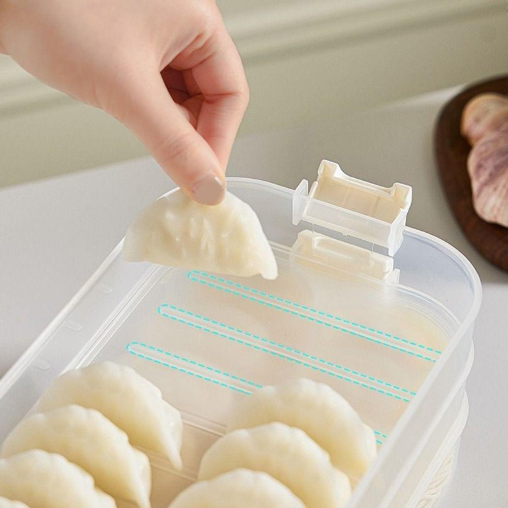 Plastic Dumpling Box Multi-Layer Transparent Food Egg Frozen Box Sealed Large Capacity Wonton Fresh-Keeping Organizer for Home