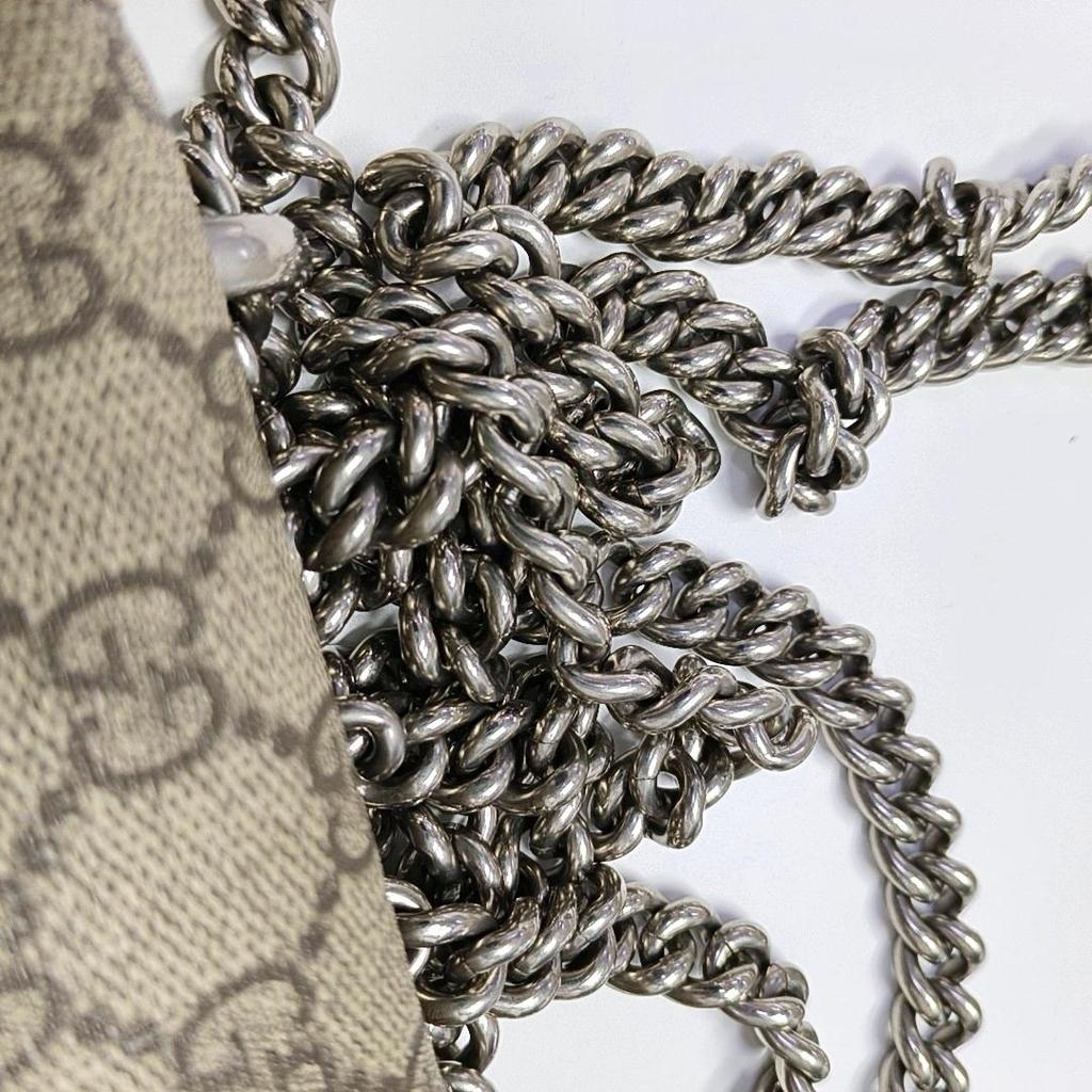 [Pre-Owned] Dionysus Tiger Head Buckle Logo Chain Shoulder Bag Canvas Crossbody Mini - Very Good #1VLVY8S