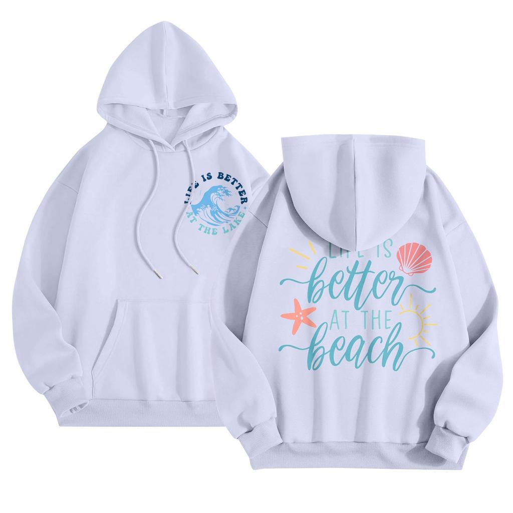 Graphic Hoodies For Women Cute Pullover Long Sleeve Preppy Sweatshirts Letter Printed Hooded Tops Fall Winter