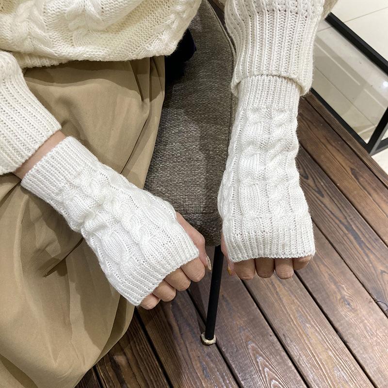Fashion Half Finger Knitting Fried Dough Twists Sleeve Sleeve Wrist Guard Sweater Long Sleeve Outdoor Travel Warm Hand Sleeve