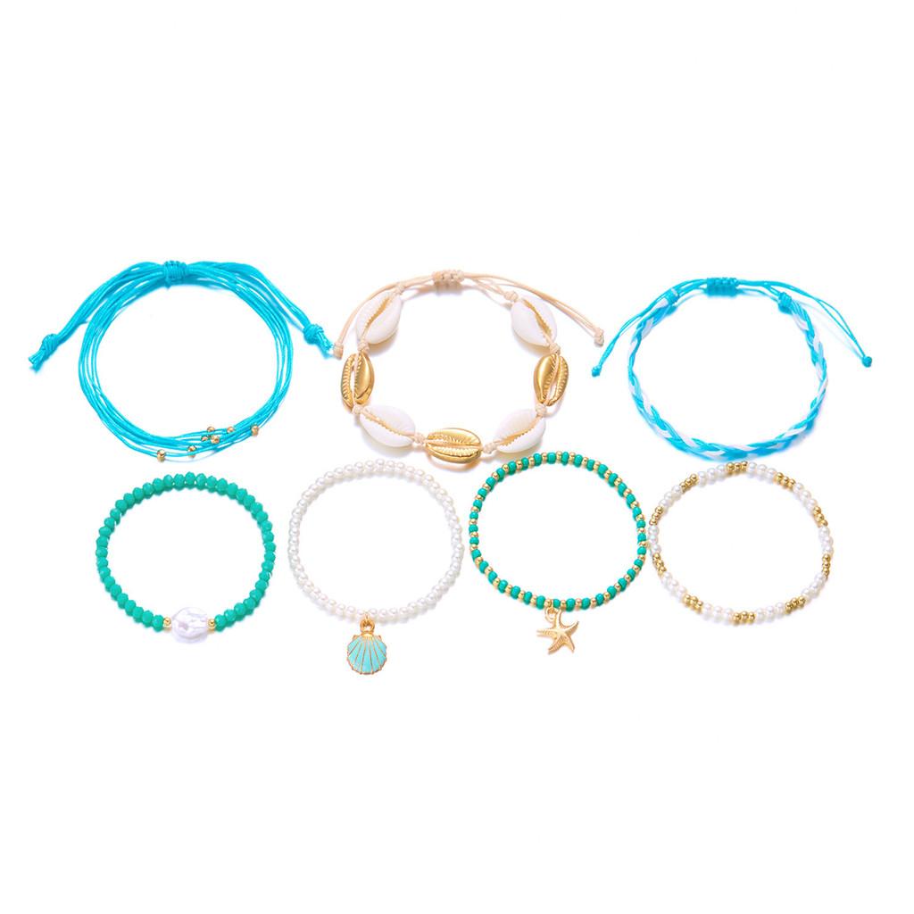 Bohemian Starfish Shell Multilayer Beaded Jewelry Set With Music Note Elements For Womens Summer Beach Wear