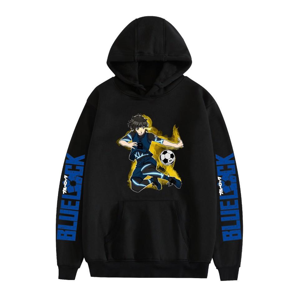 

BLUE LOCK Anime Hoodies Graphic Printed Sweatshirts Casual Long Sleeve Tops for Men Women XS чёрный