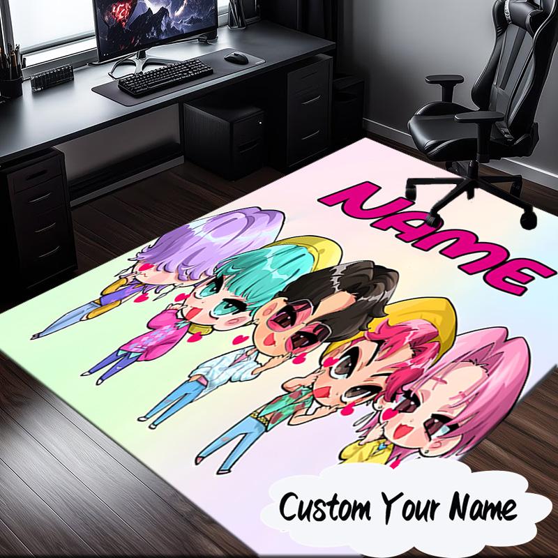 Custom Name Fantasy Night Trio K-Pop Carpet, Chair Rug,Area Rug for Office Bedroom living rooms bedroom, Doormat decor Christmas fan gifts