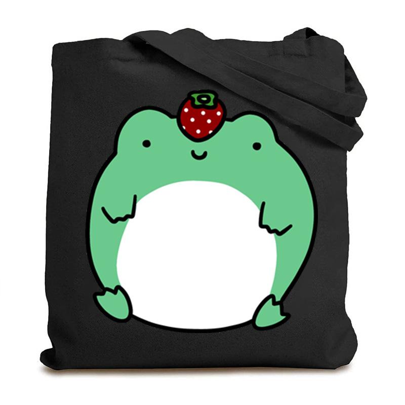Frog creative printing new shoulder bag leisure student large capacity tote bag