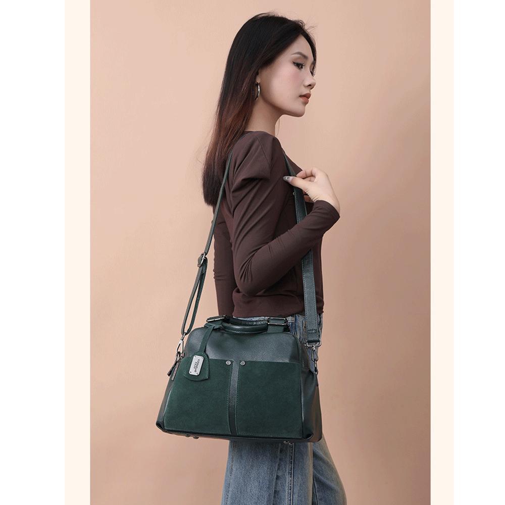 Faux Leather Handbags for Women New Boston Designer Luxury Hand Bag Woman Green Black Shoulder Bags Ladies Trend Fashion