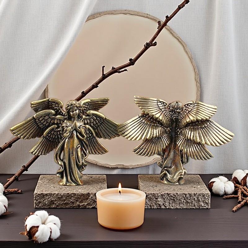 Copper Six Winged Angel Love Cupid Statue Small Ornament Brass Angel Figurines Desktop Decoration Home Decor Accessories