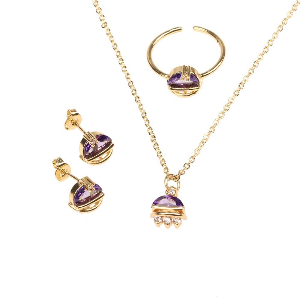 

Забавный кулон, комплект ювелирных изделий из драгоценных камней, женское кольцо, ожерелье, серьги, модные женские ювелирные изделия из 18-каратного золота с медным покрытием, высокие ювелирные изделия