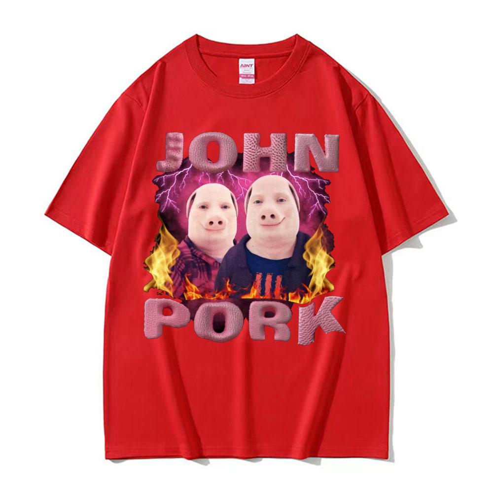John Pork Meme Maiale Divertente Grafica Maglietta Unisex Abbigliamento Donna Hip Hop Moda Magliette Casual Umorismo Girocollo Magliette di Alta Qualità