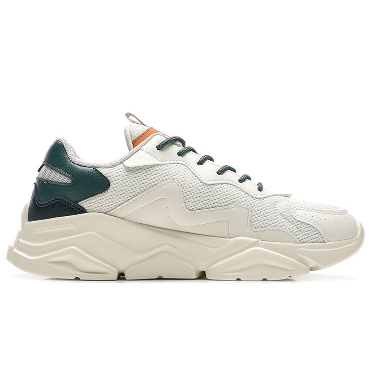 Anta Lifestyle Series Fabric Synthetic Leather Shock Absorbing Non-Slip Wear-Resistant Low-Top Casual Shoes Men Sneaker White Green 912048820-8