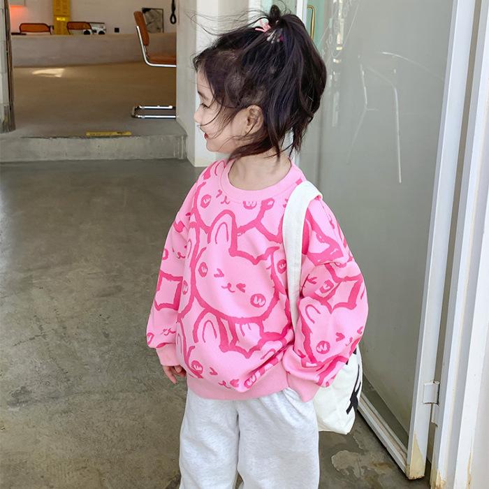 Girls Pink Long Sleeve Sweatshirt Spring Autumn Stylish Kids Top 90 розовый