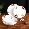 Ceramic Farmhouse Rooster Dish: Deep Round Plate for Fruit, Rice, and Soup