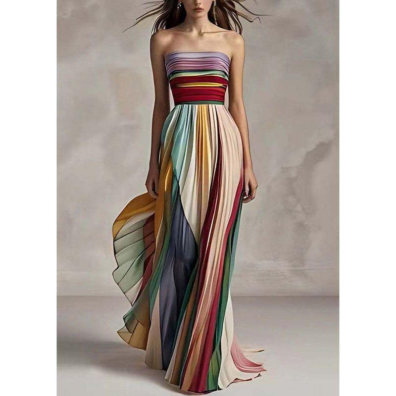 

New Arrival European and American Sexy Tube Top Print Color Long Dress Dress Picture Color S