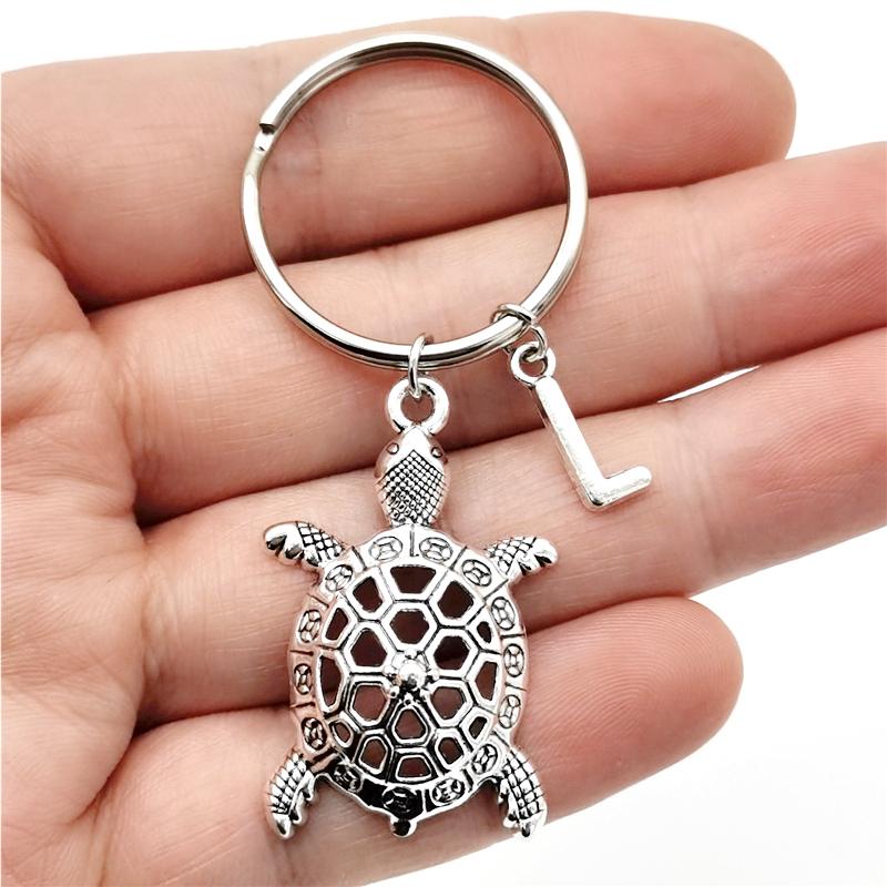 

26 букв инициала брелок черепаха кулон брелок милый черепаха брелок ювелирные изделия для любителей черепах подарки L