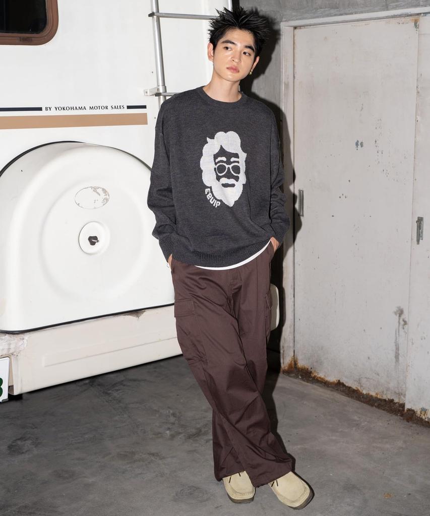 WEGO Unisex Knit Jacquard Graphic Pullover Long Golf Loose Korean Size Pattern 12 Sweater, Oversized, Sleeve, Wear, Fall/Winter Casual, Fit, Style,