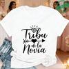 Tribu De La Novia Spanish Single Farewell Bachelorette Party T-shirts Short Sleeve O Neck Tops with Diamond Heart Arrow Graphic