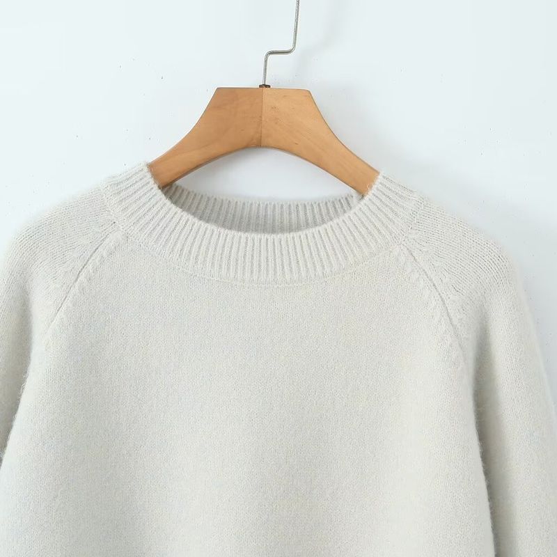 Kaslead New Women clothes Western Style Fashion Simple and Versatile Loose round Neck Long sleeve Pullover Sweater