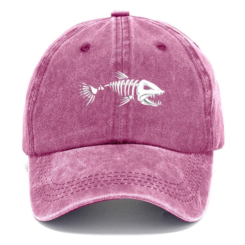 Customize Fish Bone Print Vintage Washed Cotton Baseball Cap Adjustable Distressed Unisex Trucker Hat for Men Women Outdoor Hats
