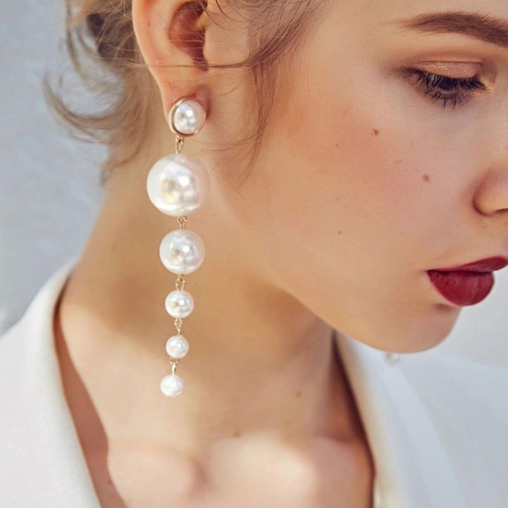 

Fashion Simple Imitation Pearl Tassel Long Earrings for Women Ear Jewelry Gift - Personalized Temperament Pearl Drop Earrings
