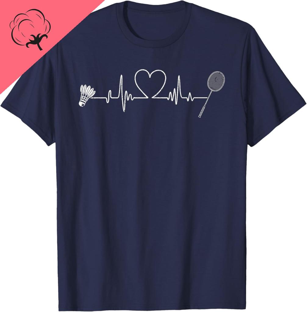 Badminton Heartbeat Funny Badminton T-Shirt Breathable and Comfortable Cotton Casual Personalized Clothing  Camisas Streetwear