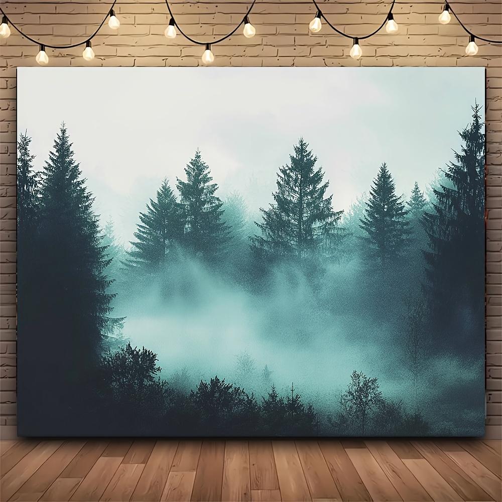 1 piece a misty pine forest depicting the hazy scenes of mountains and trees in the natural landscape (as the picture,100x150cm)