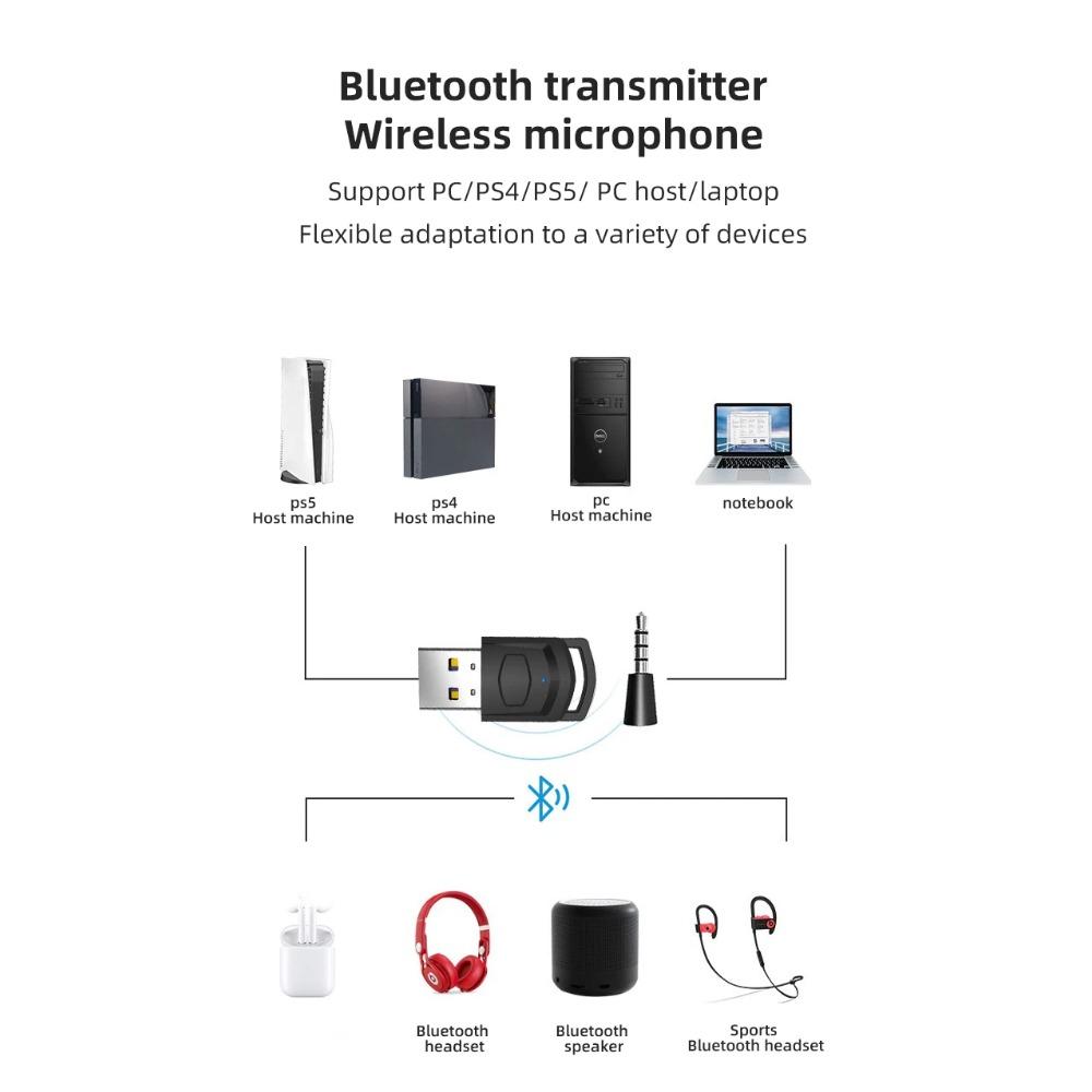 Bluetooth Audio Adapter Kabelloser Kopfhörer Adapter Empfänger für PS5/PS4 Spielkonsole PC Headset 2 in 1 USB 5.0 Audio Sender