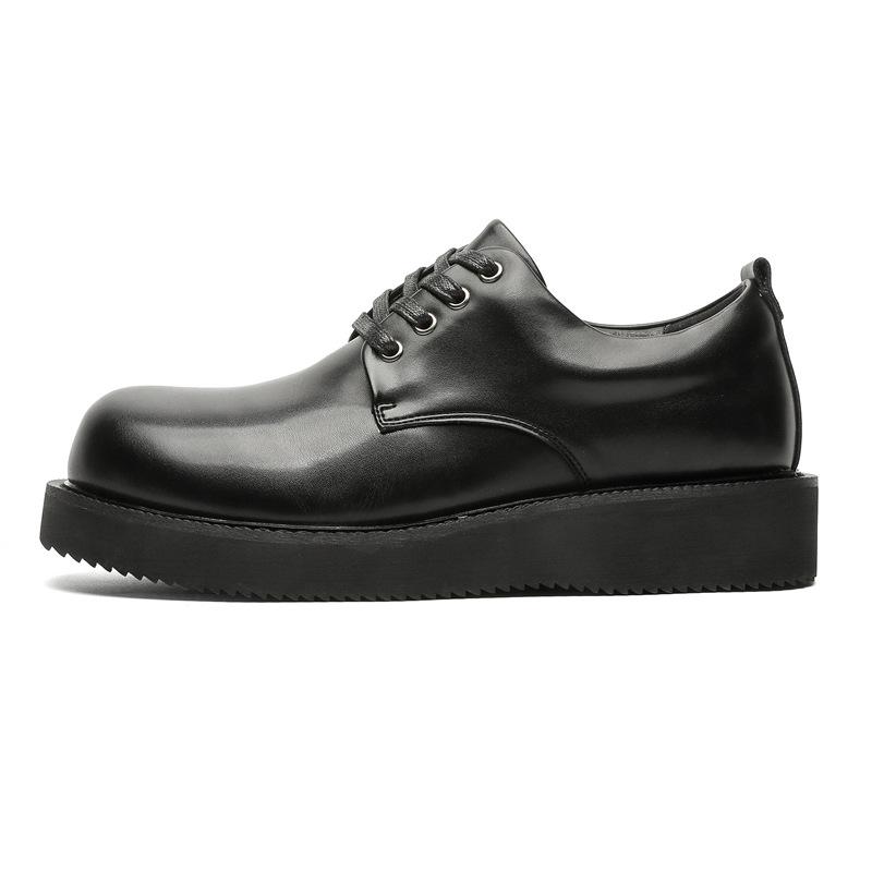 Versatile Men's Leather Platform Derby Loafers - Lace-up Wedding & Office Shoes