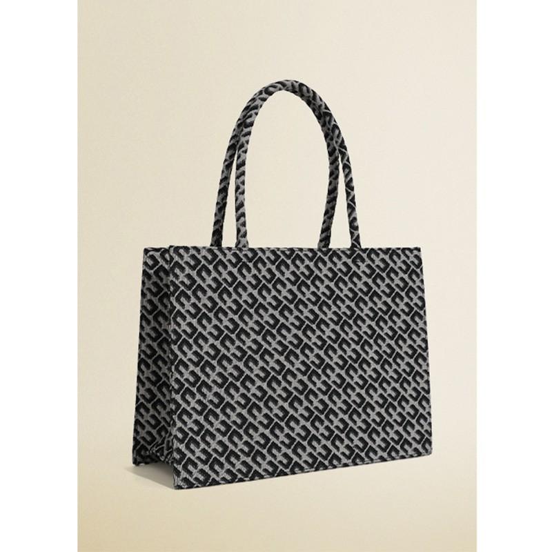 Large-capacity Bag Women 2026 Trendy Jacquard Handbag Office Workers Commuting Retro One-shoulder Tote чёрный