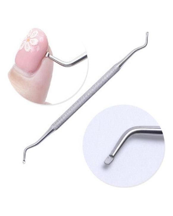 Correcteur de doigt d'orteil à rainure argentée, poussoir à cuticules, dissolvant en acier inoxydable, outils de manucure pour ongles
