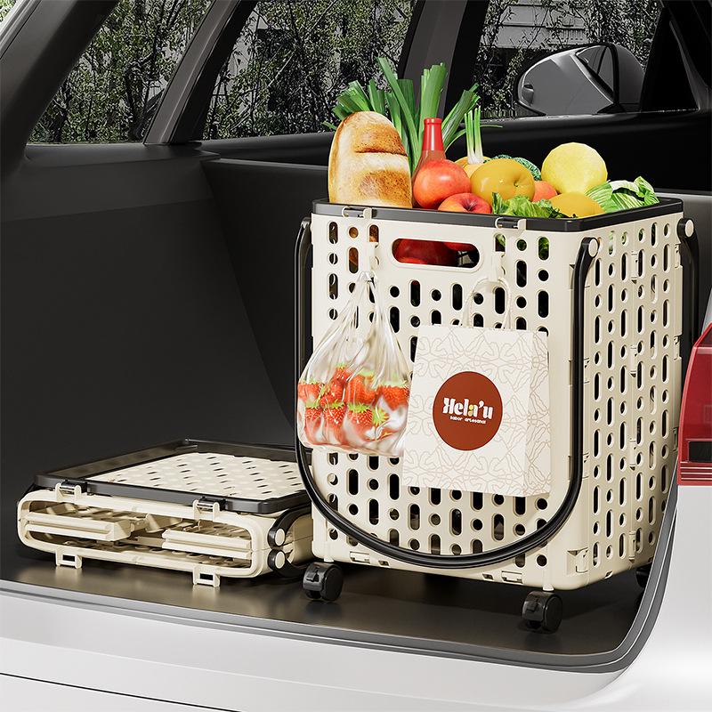 Foldable Multi-Functional Handcart: Compact Trailer for Shopping, Vegetables, and Express Pickups