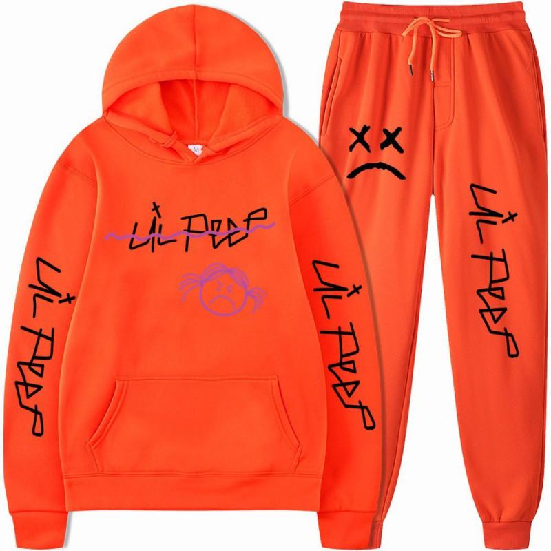 Mens Streetwear Hooded Sweatshirt Pants Set Casual Outfit Trendy Urban Style