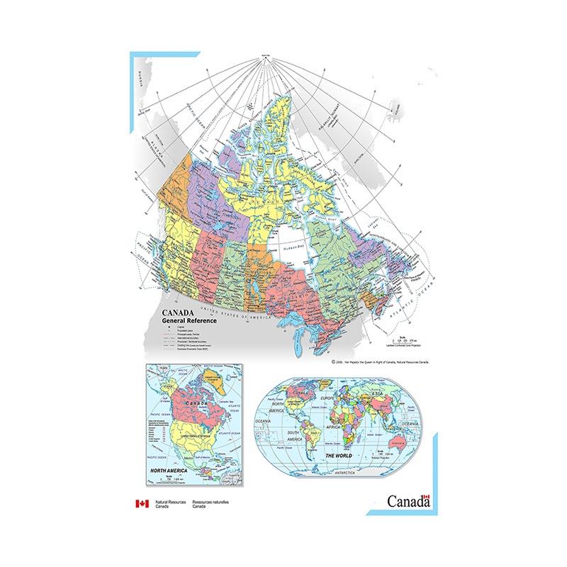 

English Educational Map Canada Map Administrative Map 225 Map Painting Home Decoration School Supplies 420*594mm