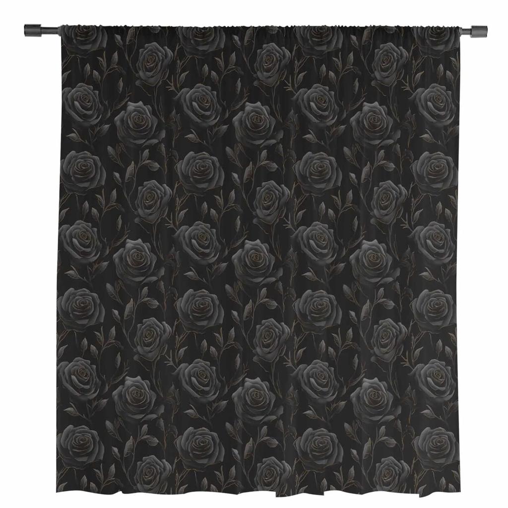 Rose Flowers Leaves Sheer Curtains For Living Room Kitchen Window Curtains Bedroom Tulle Voile Curtains